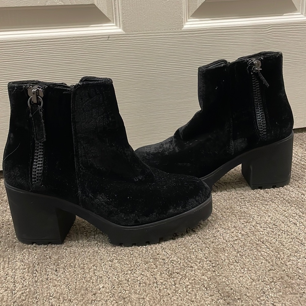 Aldo velvet black booties.